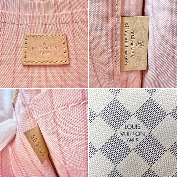 Louis Vuitton Damier Azur Neverfull MM Pouch, Rose Ballerine Pink Interior, COA - Picture 7 of 15